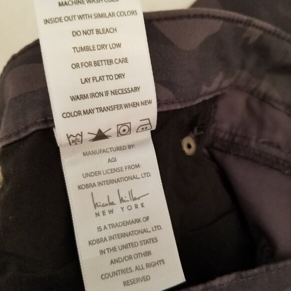 Nicole Miller Soho High Rise Skinny Grey & Black Camouflage Denim Jeans Size 8 - Picture 9 of 9